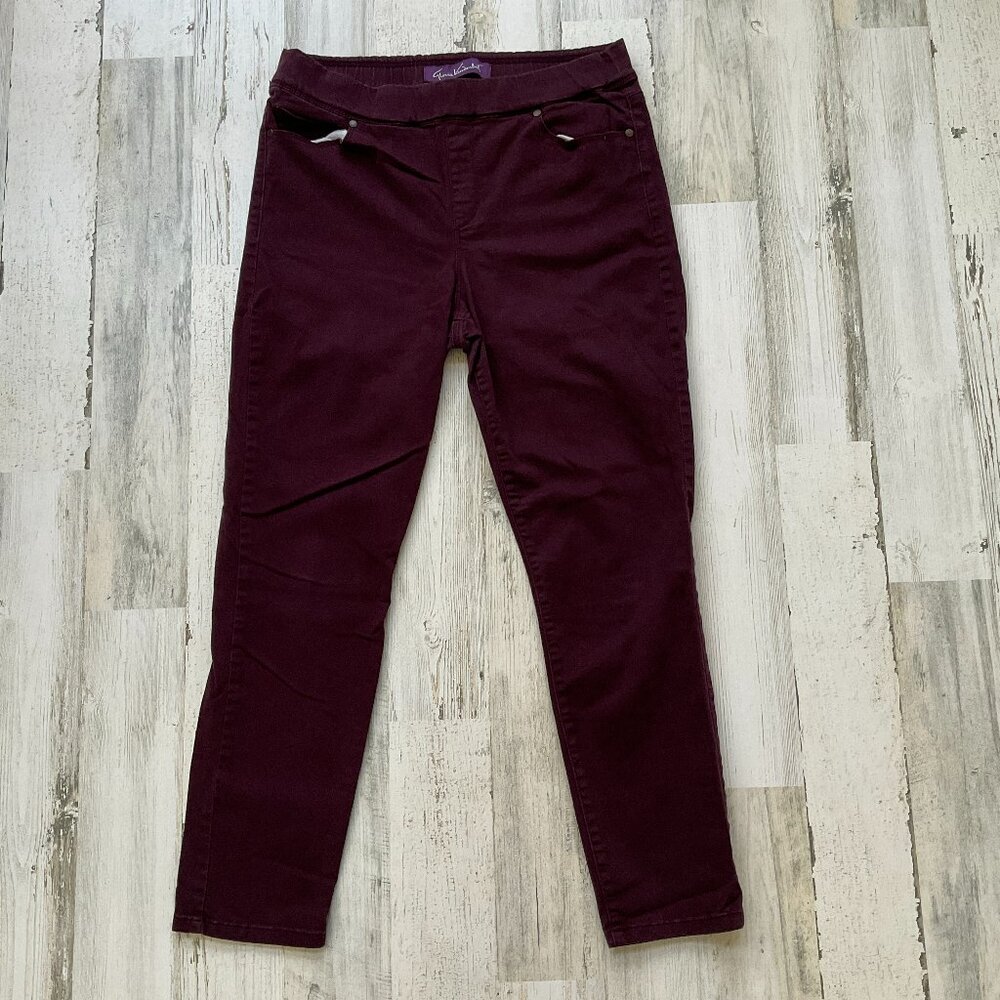 ♦️4/$25 Gloria Vanderbilt Women's Size 12 Cotton Blend Stretch Pants Burgundy